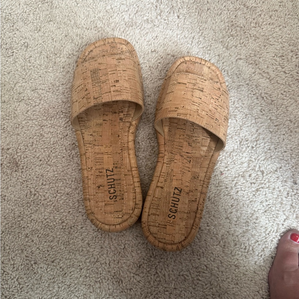 SCHUTZ Women's Yara Cork Flatform Sandals Size 8 - Picture 9 of 9